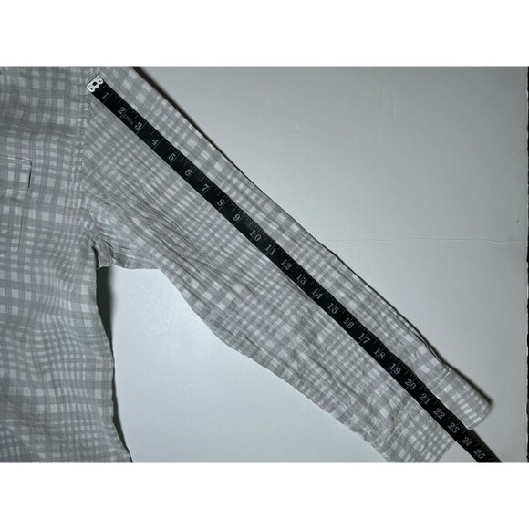 Tommy Bahama Shirt Mens Medium Gray Island Modern Fit Reverse Print Plaid Aloha - Picture 11 of 14